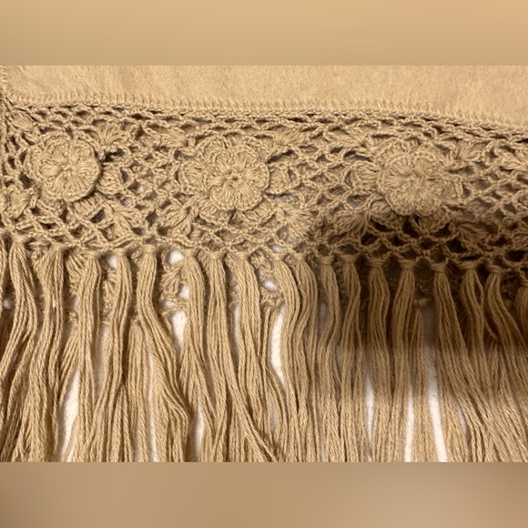 Alpaca Camargo scarf stole tan alpaca fur fringe womens oversized very long wide - Picture 4 of 10
